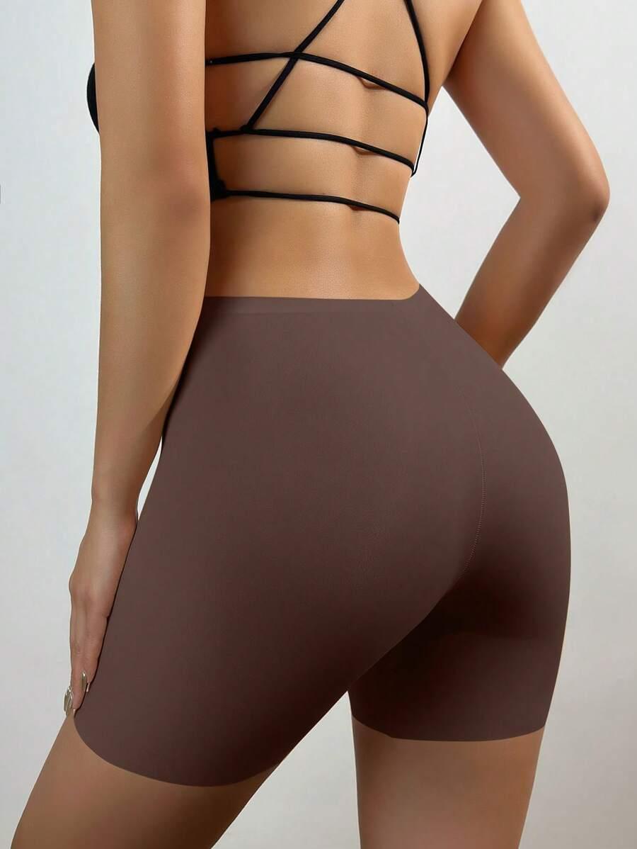 SHEIN BRĄZOWE MODELUJĄCE SPODENKI S06__M