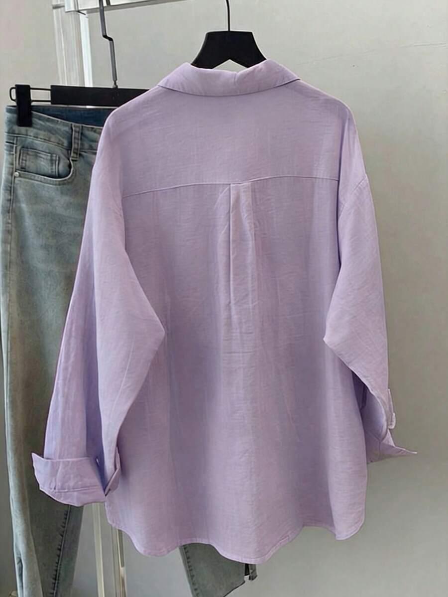 SHEIN FIOLETOWA KOSZULA KIESZENIE S06__L