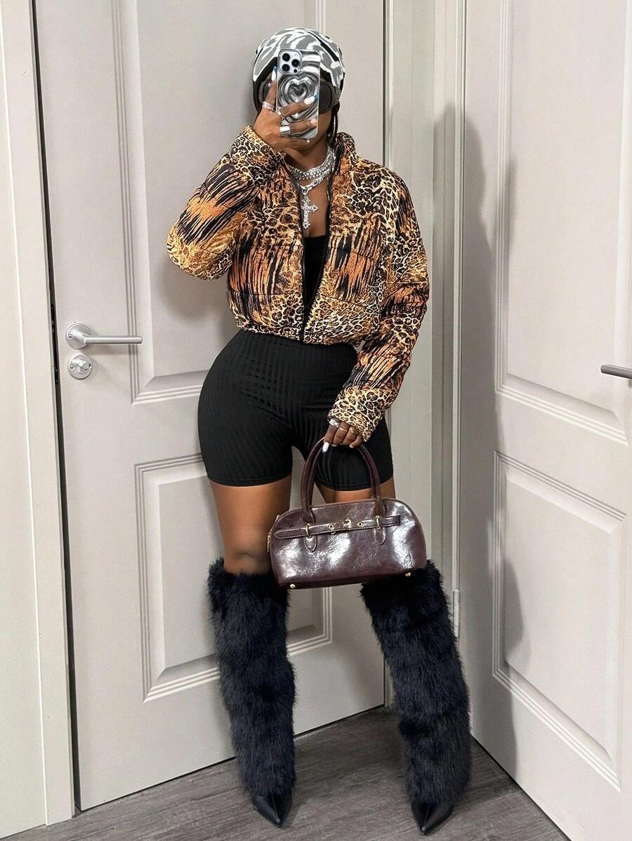 SHEIN KURTKA ANIMAL PRINT ZAMEK W01__S