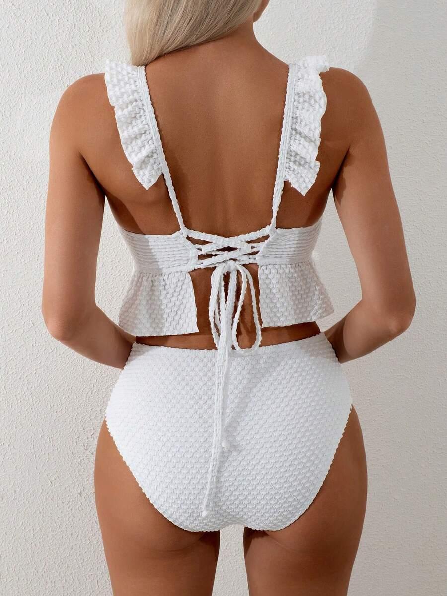 SHEIN BIAŁY DWUCZĘŚCIOWY STRÓJ KĄPIELOW S09__S