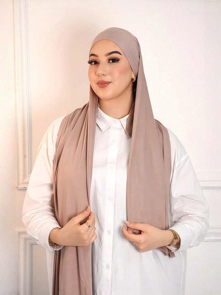 SHEIN BEŻOWA CHUSTA NA GŁOWĘ S07__170X60