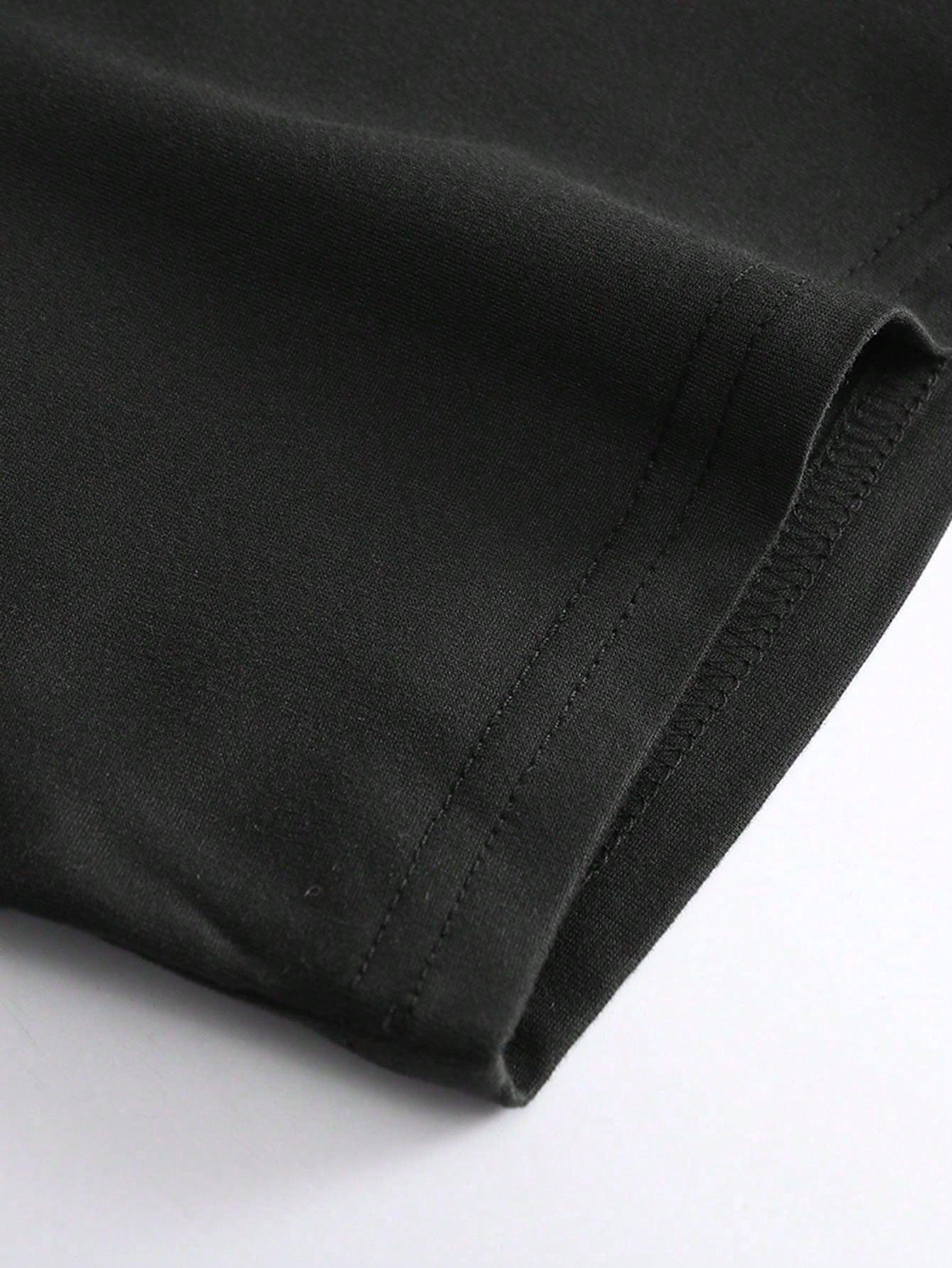 MANFINITY CZARNY KOMPLET T-SHIRT SPODENKI S06__S