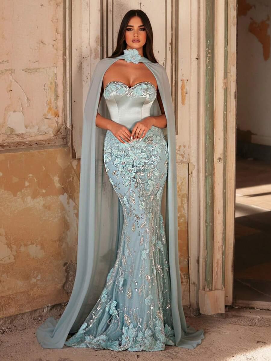 SHEIN NIEBIESKA MAXI SUKIENKA S06__L