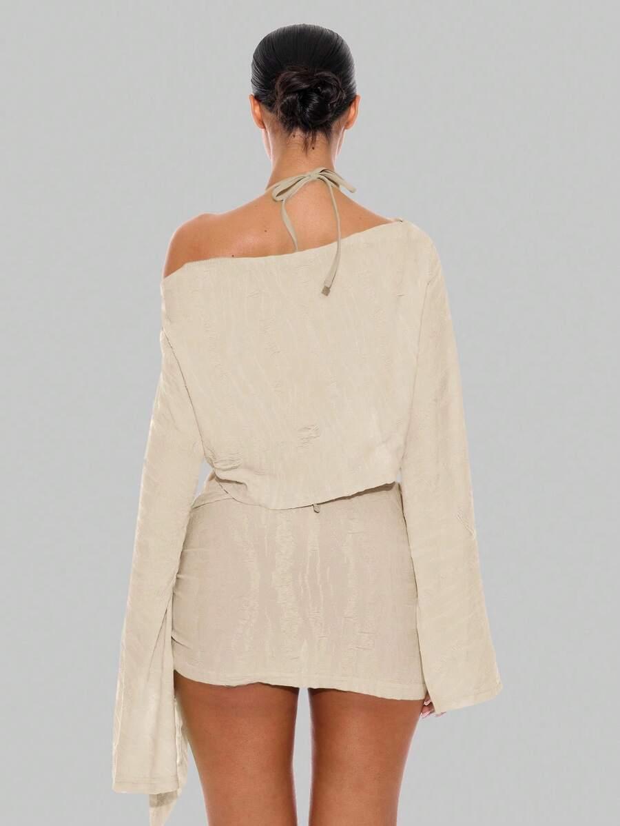 SHEIN BEŻOWY TOP DŁUGI RĘKAW S06__S
