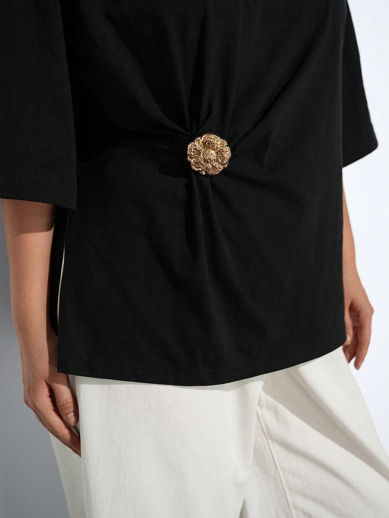 SHEIN CZARNA BLUZKA ZDOBIENIE S06__50