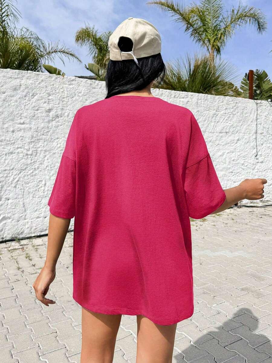 SHEIN RÓŻOWY T-SHIRT HAFT