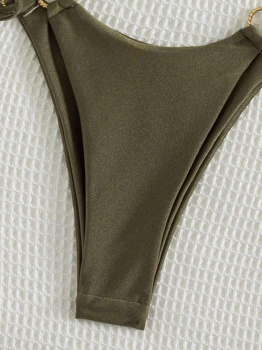 SHEIN ZIELONY DWUCZĘŚCIOWY STRÓJ KĄPIELOWY S09__L