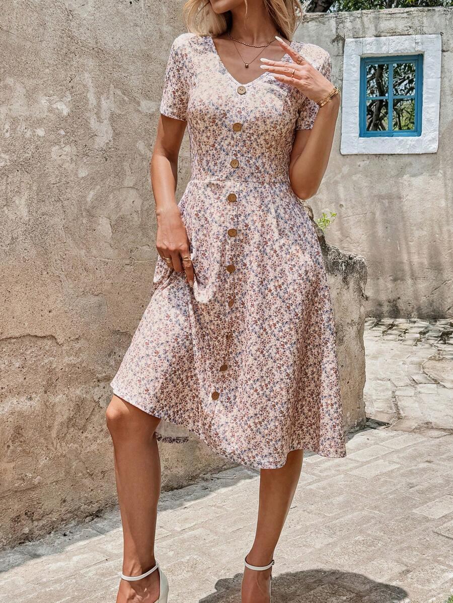 SHEIN MIDI SUKIENKA KWIATY S06__XL