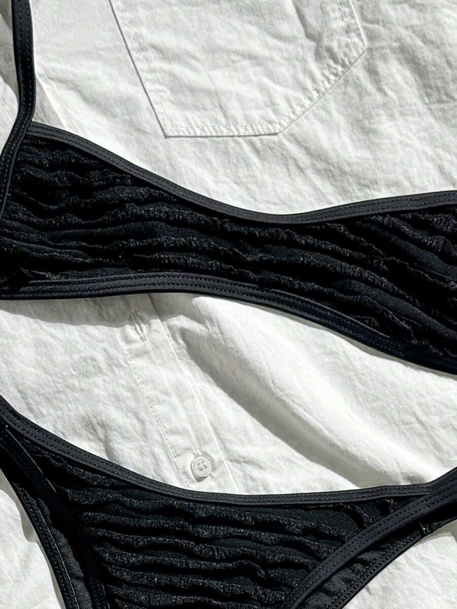 SHEIN CZARNY DWUCZĘŚCIOWY STRÓJ KĄPIELOWY S09__S