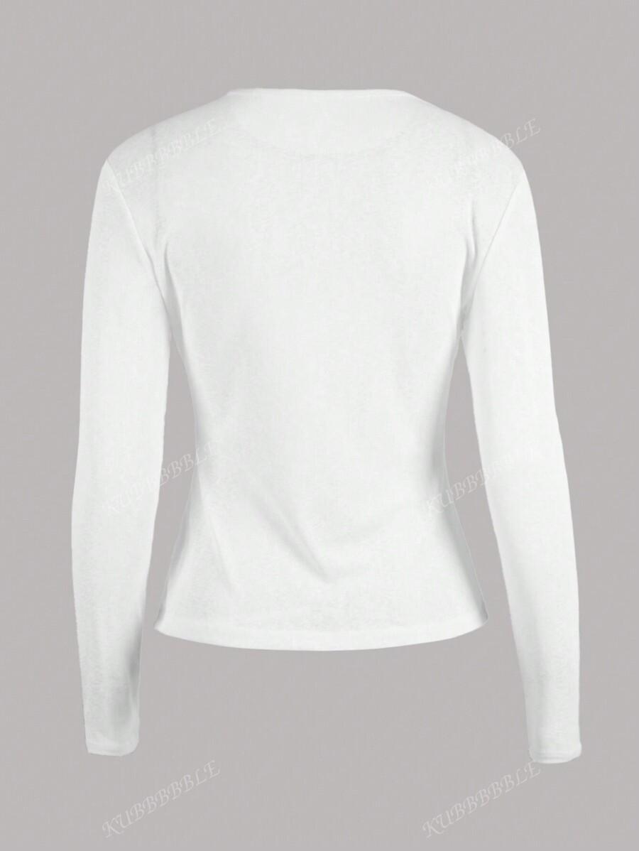 SHEIN BIAŁA BLUZKA OKRĄGŁY DEKOLT PK01__S