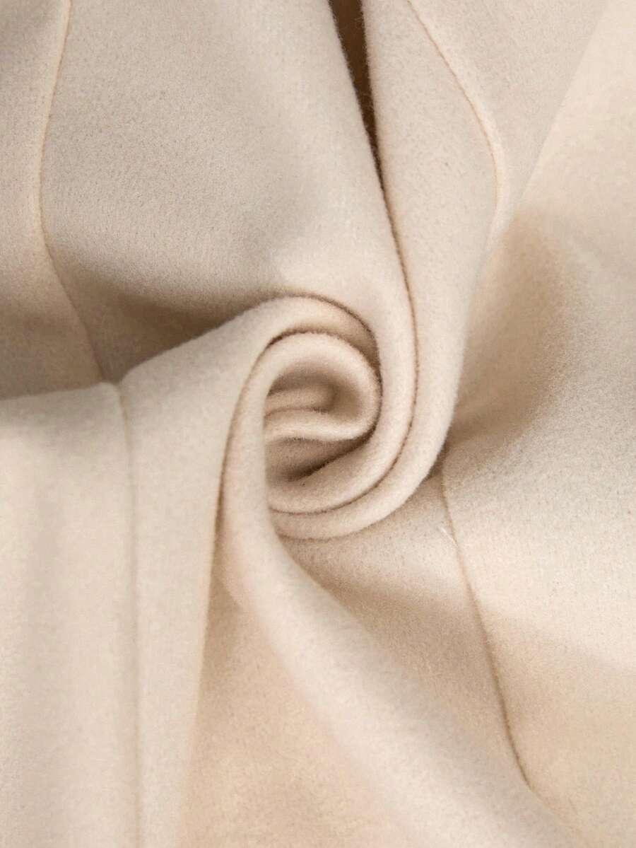 SHEIN BEŻOWY PŁASZCZ SZTUCZNE FUTRO W01__S