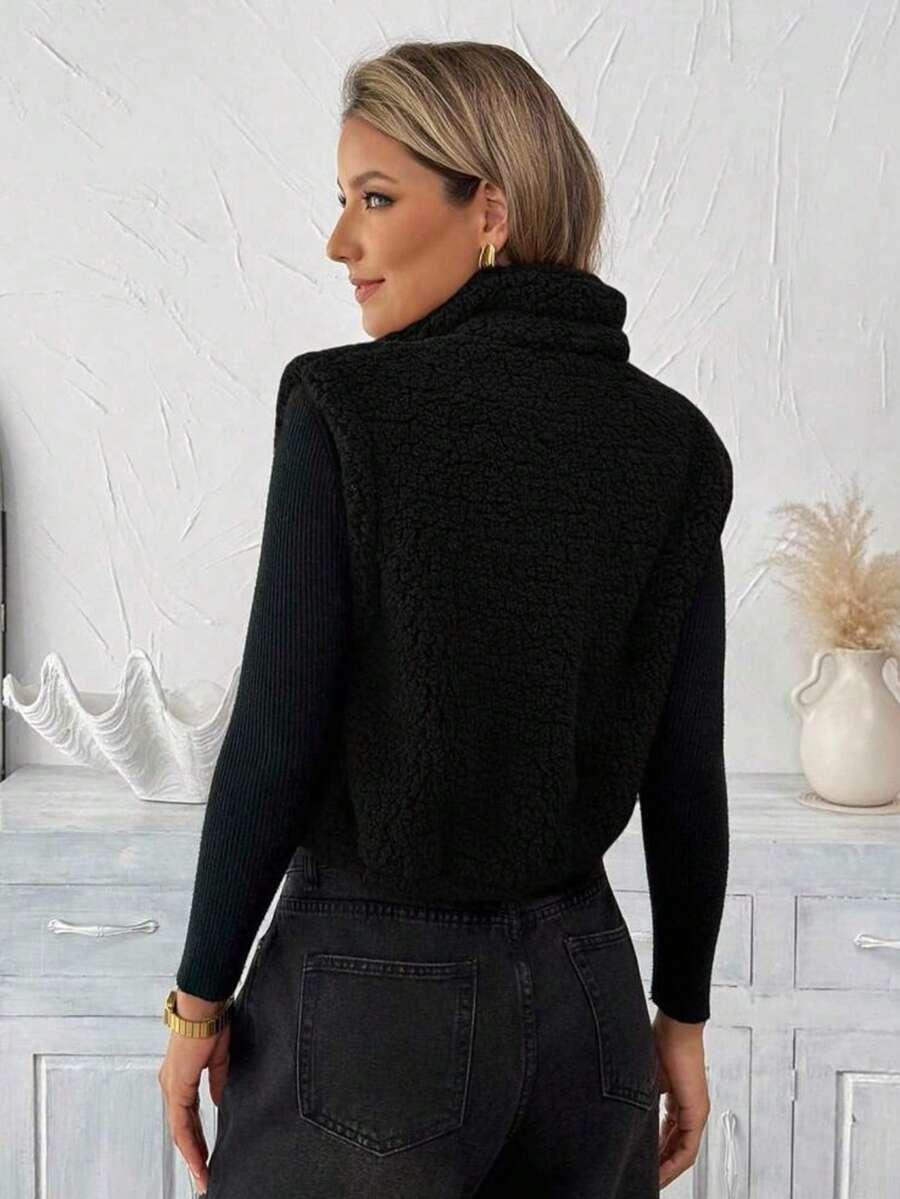 SHEIN CZARNA KAMIZELKA ZAMEK S06__M