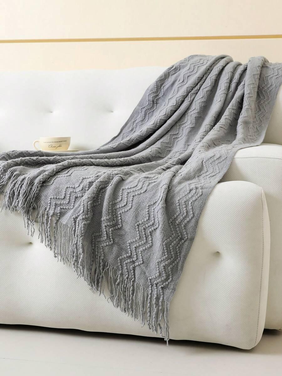 SHEIN SZARY KOC TEKSTURA S07__120X180CM