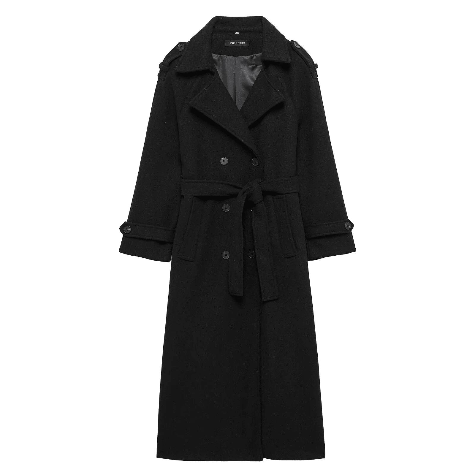 SHEIN CZARNY KLASYCZNY PŁASZCZ W01__XS