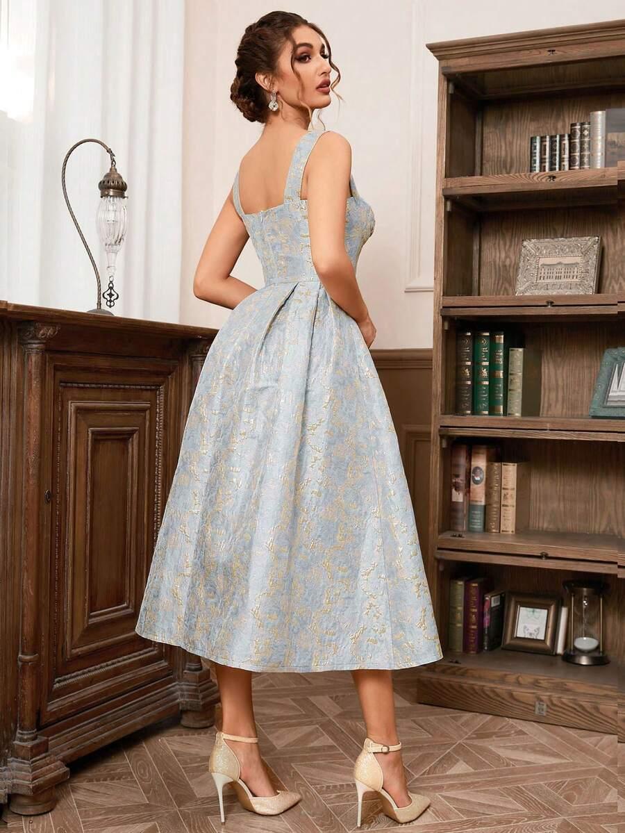 SHEIN MIDI SUKIENKA NA RAMIĄCZKACH S06__L
