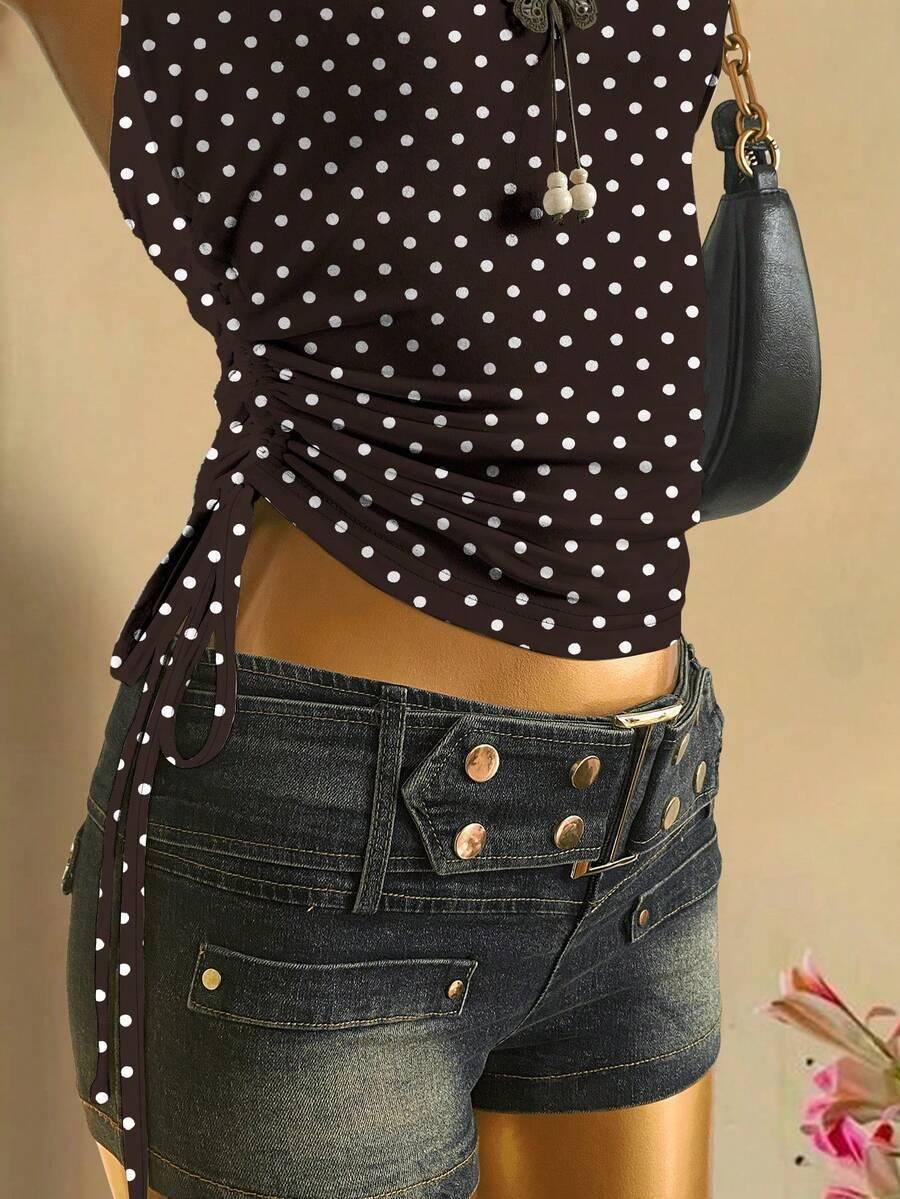 COMFORTCANA BRĄZOWY TOP GROSZKI S06__XS