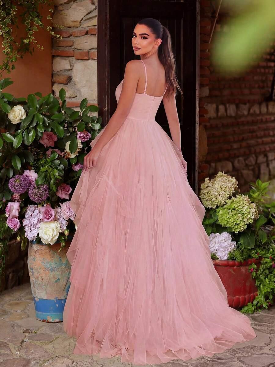 FAERIESTY RÓŻOWA MAXI SUKIENKA S06__XS
