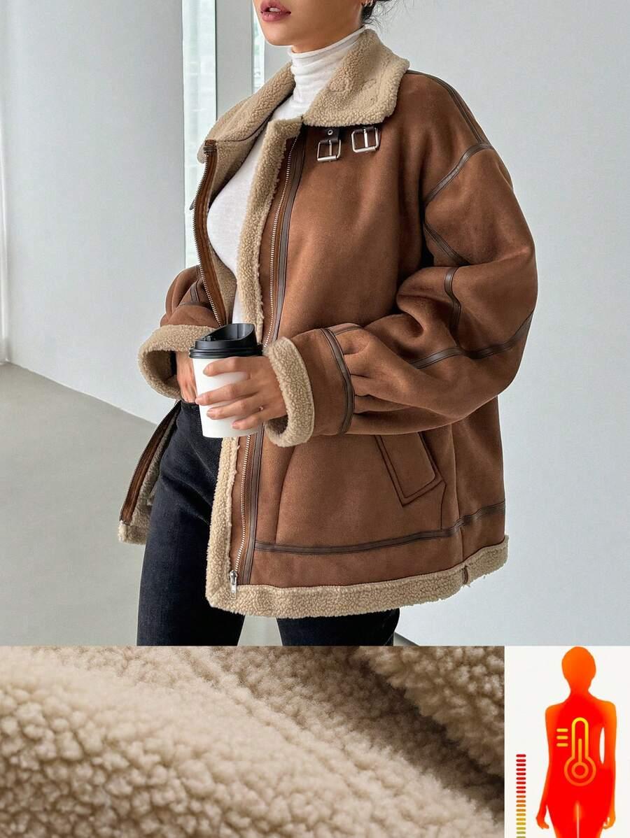 SHEIN BRĄZOWA KURTKA ZAMEK W01__S