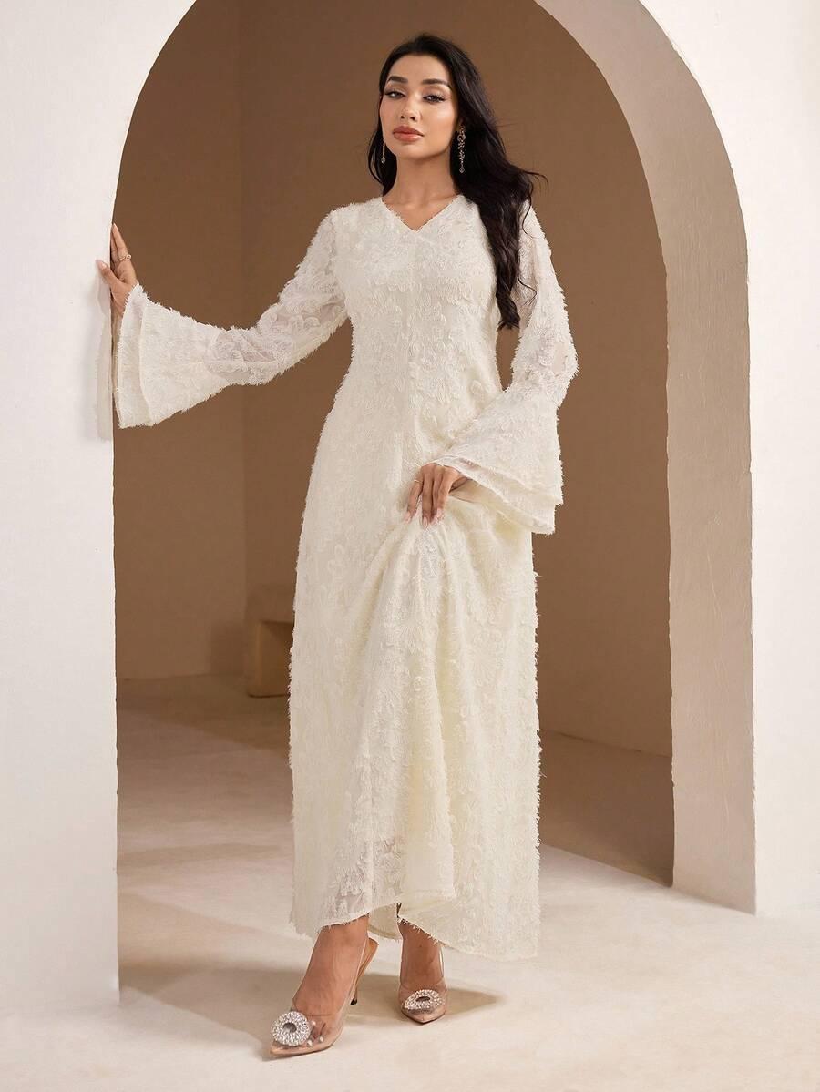 VEILORIE KREMOWA MAXI SUKIENKA S06__M