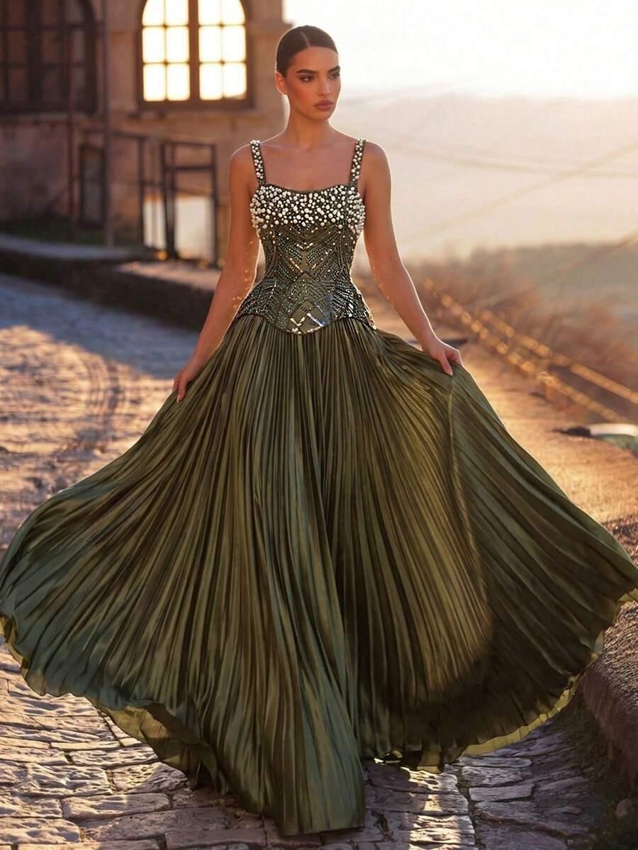 GLAMRAE ZIELONA MXI SUKIENKA S09__L