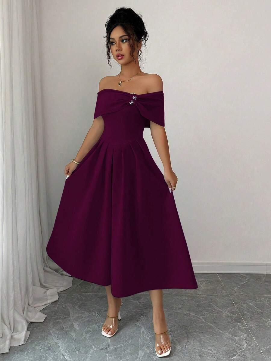 SHEIN FIOLETOWA MIDI SUKIENKA ZDOBIENIE S06__M