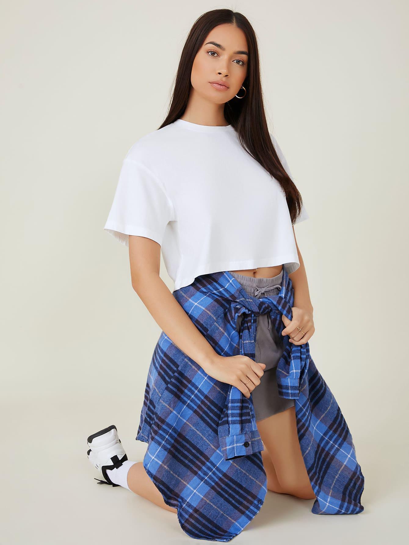 SHEIN BIAŁY T-SHIRT OKRĄGŁY DEKOLT S06__XS