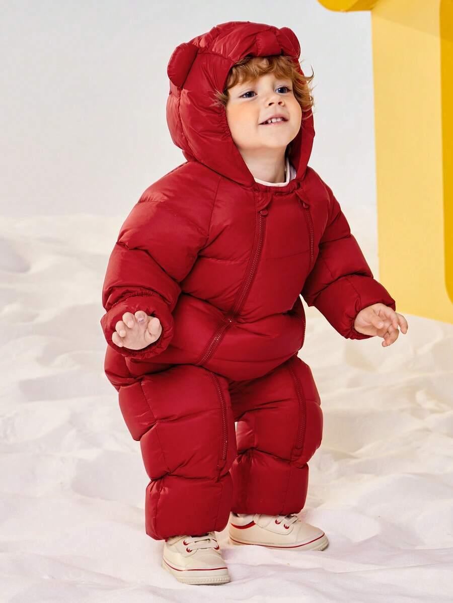 MINI BALA CZERWONY PIKOWANY KOMBINEZON ZIMOWY W01__98-104CM