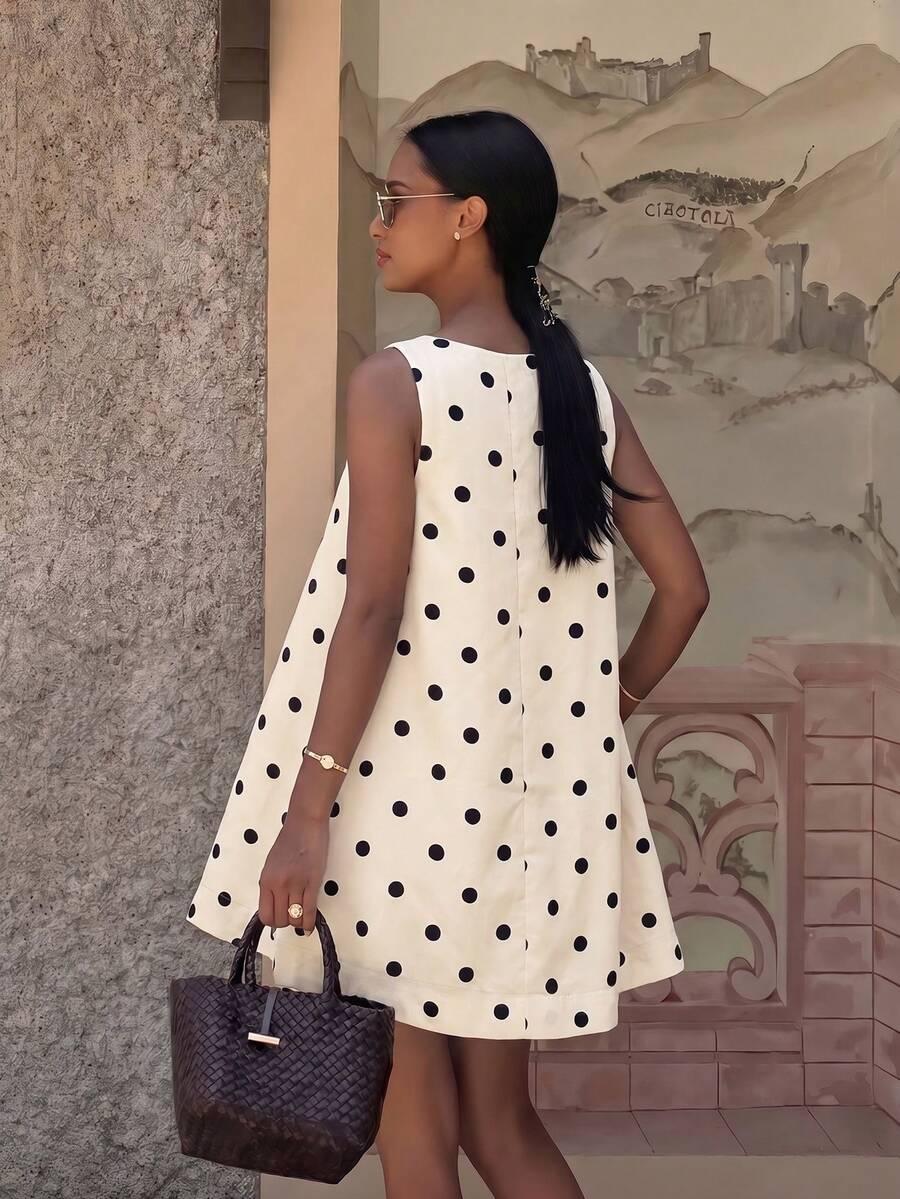 SHEIN BIAŁA MINI SUKIENKA WZÓR GROSZKI S06__S