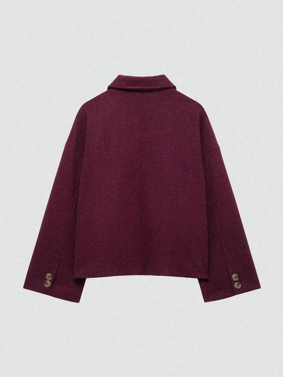 SHEIN BORDOWY KRÓTKI PŁASZCZ W01__L