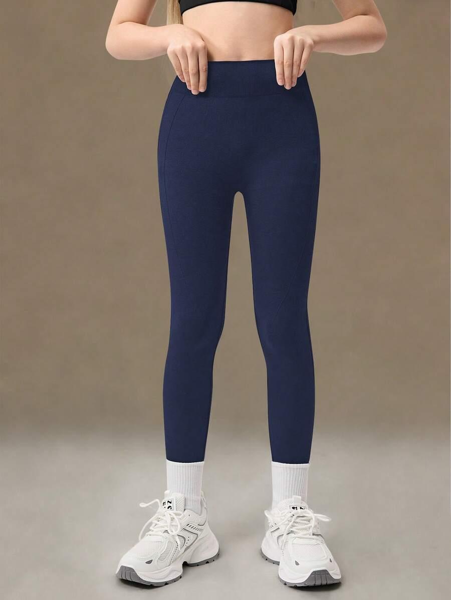 SHEIN GRANATOWE SPORTOWE LEGGINSY PK01__S