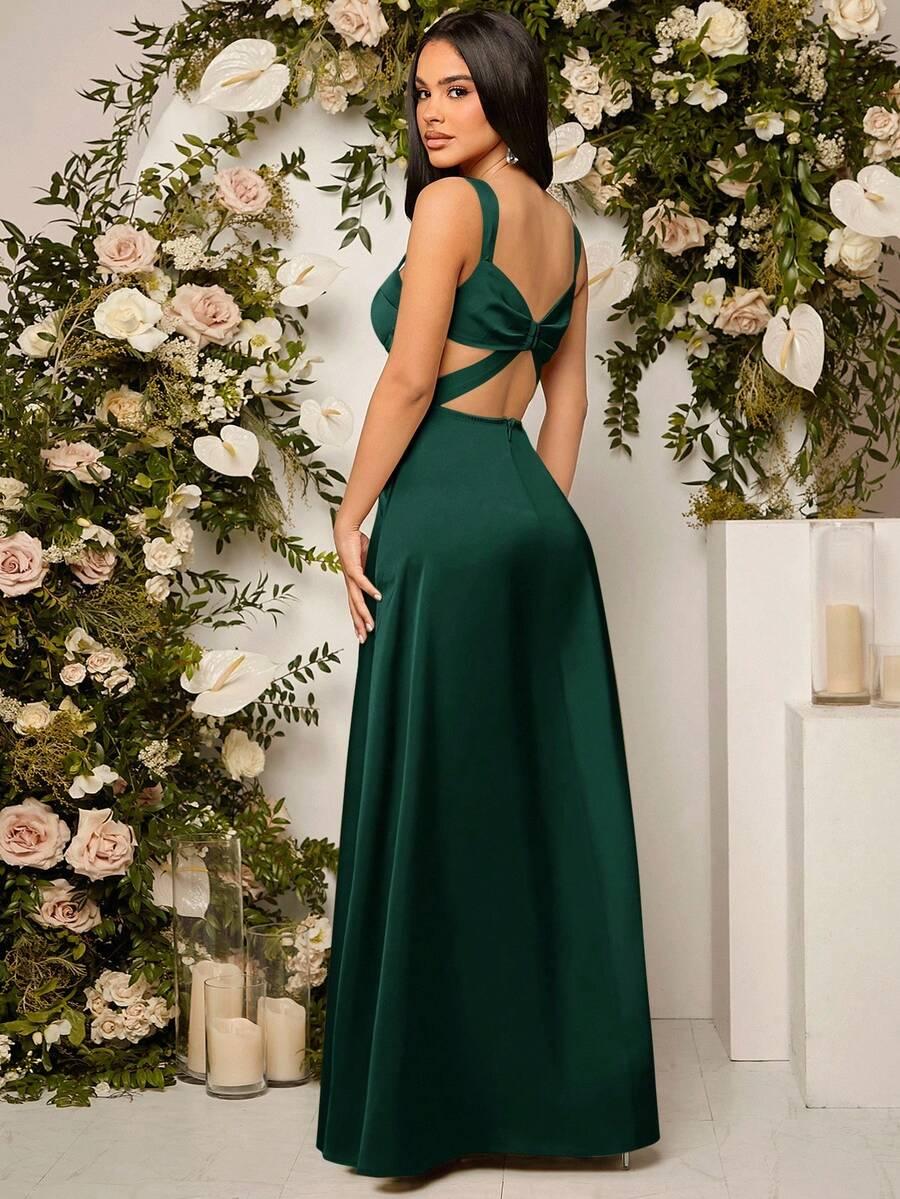 SHEIN ZIELONA MAXI SUKIENKA POŁYSK S06__XS