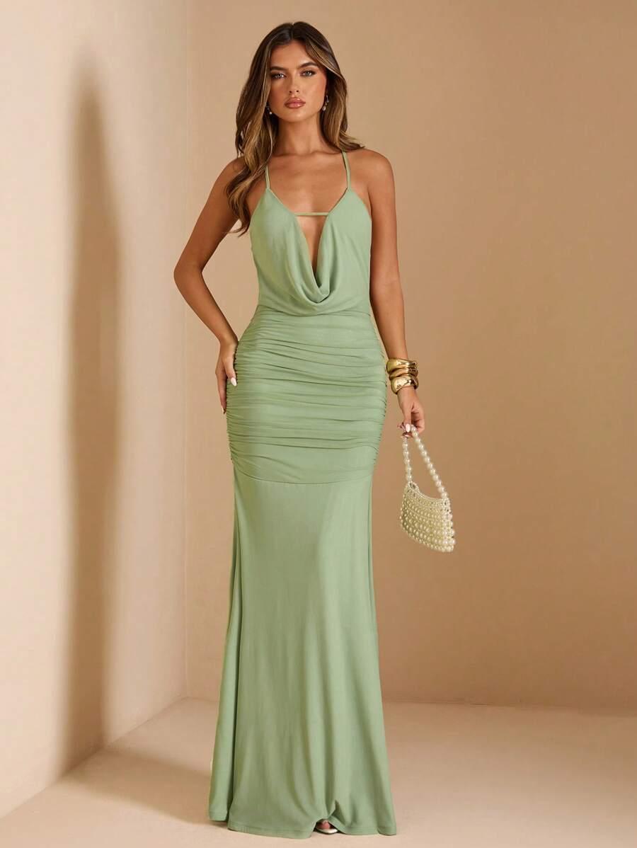 SHEIN ZIELONA MAXI SUKIENKA S06__S