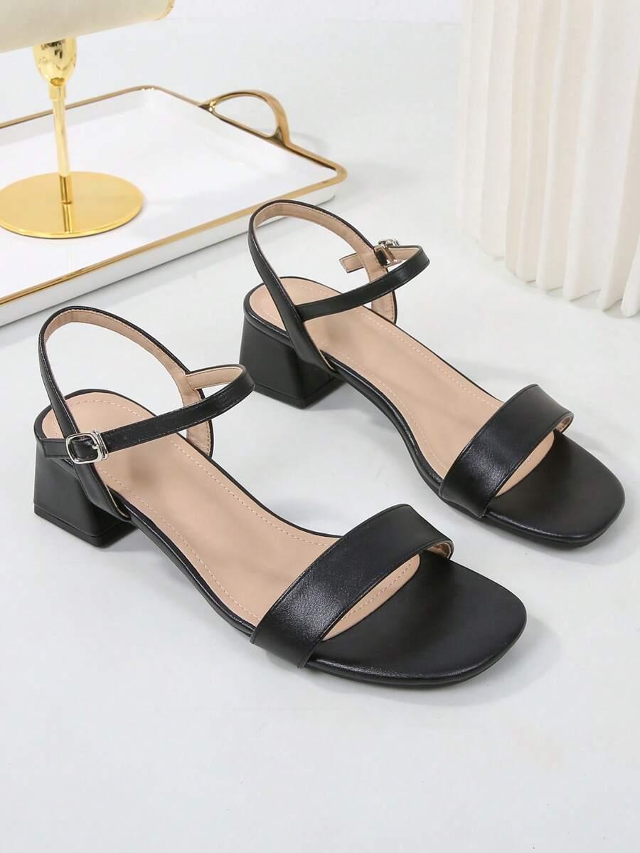 SHEIN CZARNE SANDAŁY NA OBCASIE S06__39