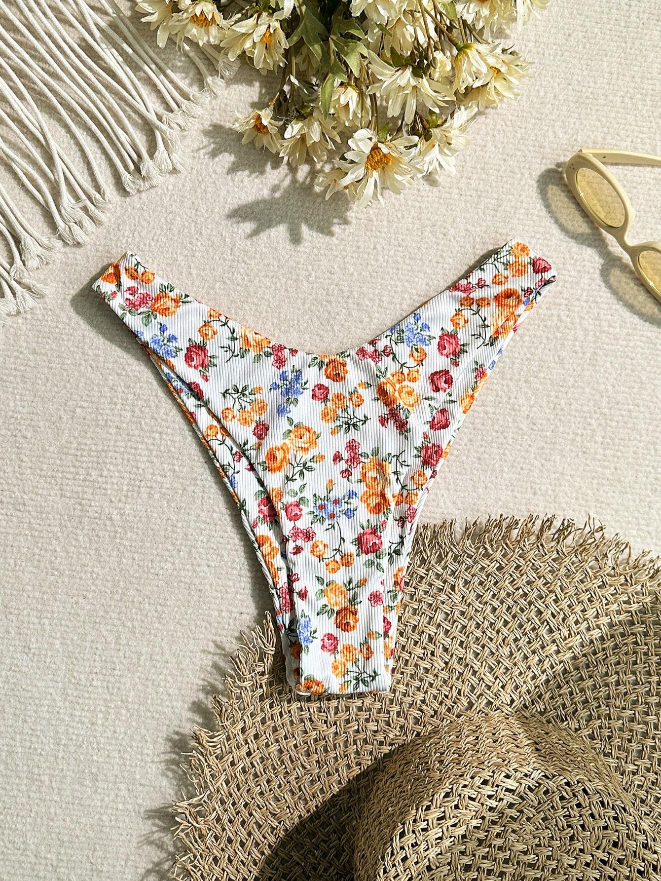 SHEIN DÓŁ OD BIKINI KWIATY S06__M