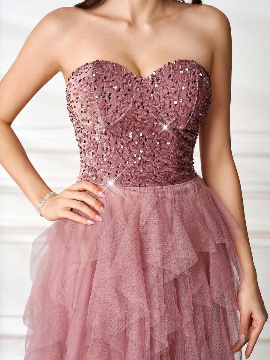SHEIN RÓŻOWA MAXI SUKIENKA S06__XS