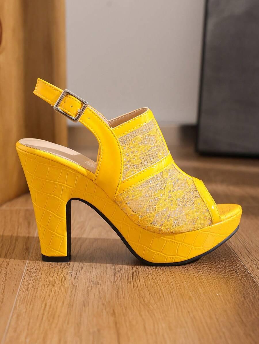 SHEIN ŻÓŁTE SANDAŁY NA OBCASIE S06__37
