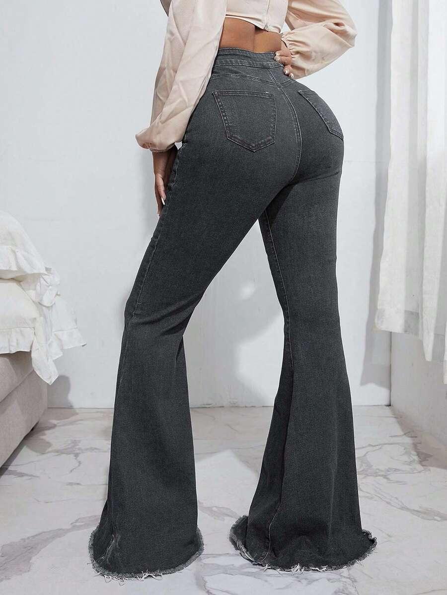 EURMUSE SZARE SPODNIE JEANS DZWONY S06__25W/XS