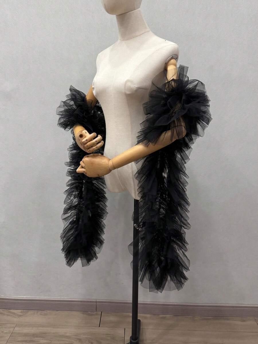 SHEIN CZARNY SZAL TIUL S07__