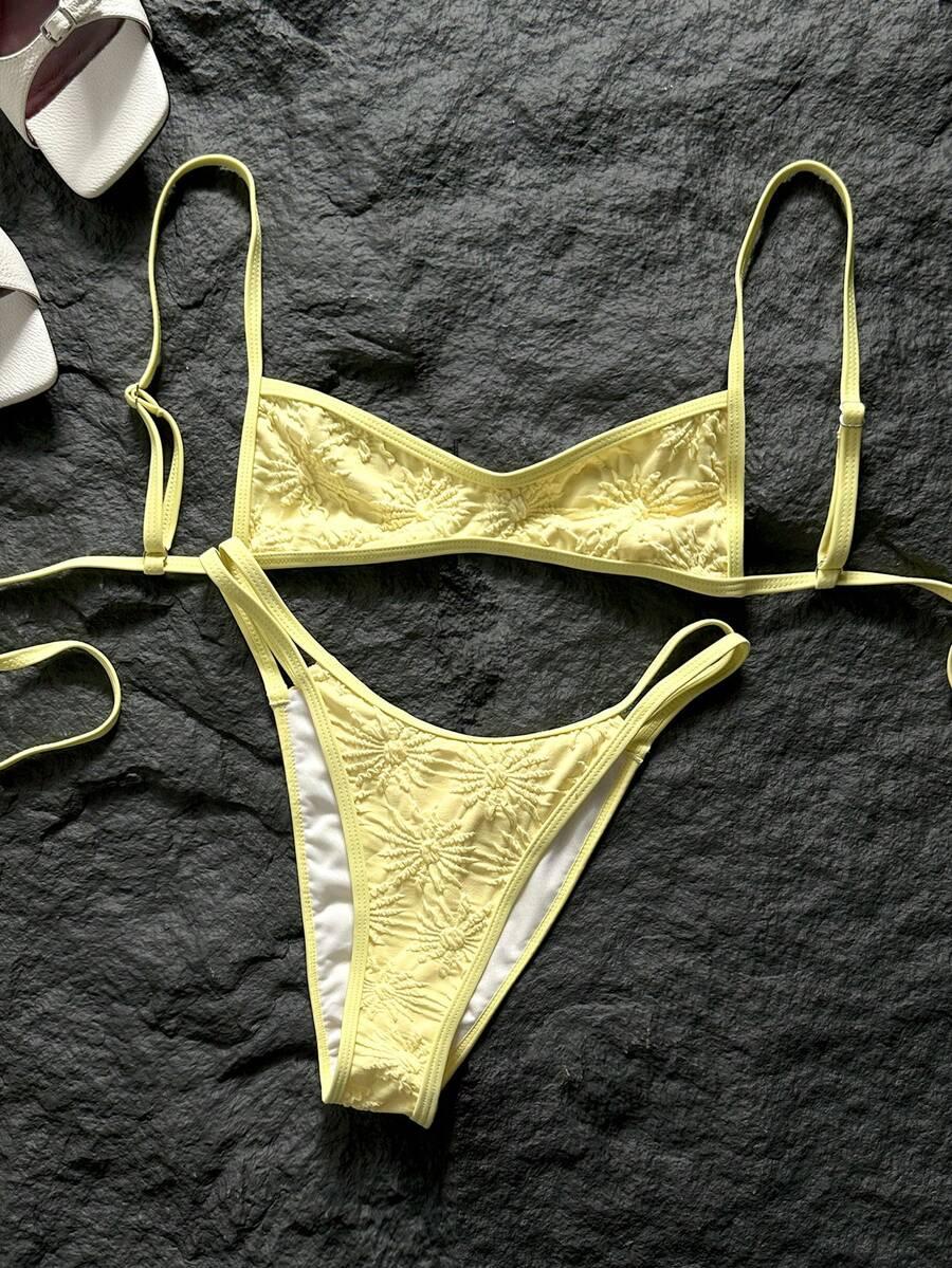 SHEIN ŻÓŁTY STRÓJ KĄPIELOWY DWUCZĘŚCIOWY S09__XS