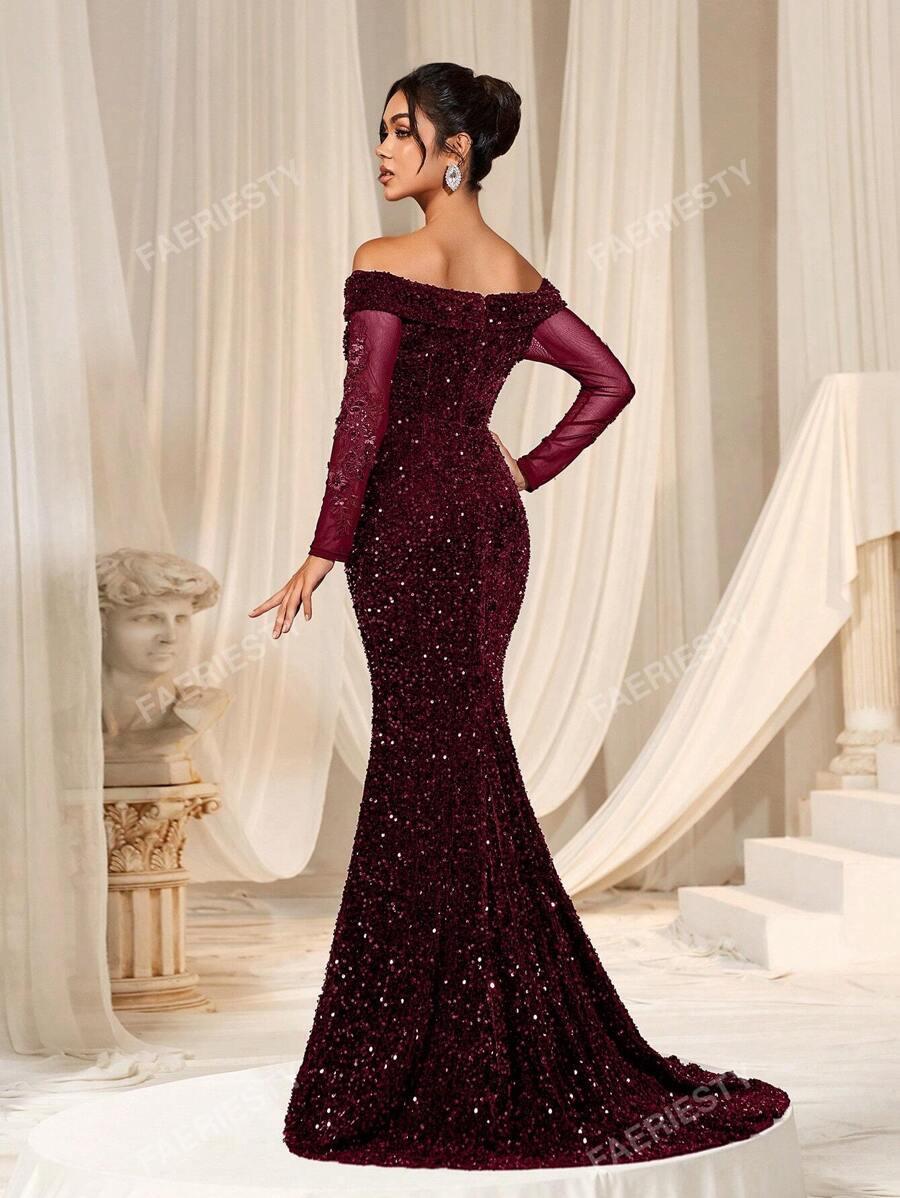 FAERIESTY BORDOWA MAXI SUKIENKA CEKINY PK01__S