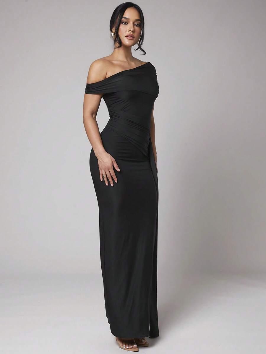 SILQUEE CZARNA MAXI SUKIENKA S09__XS