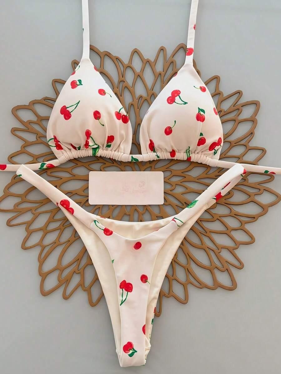 SHEIN DWUCZĘŚCIOWY STRÓJ KĄPIELOWY WIŚNIE S09__S