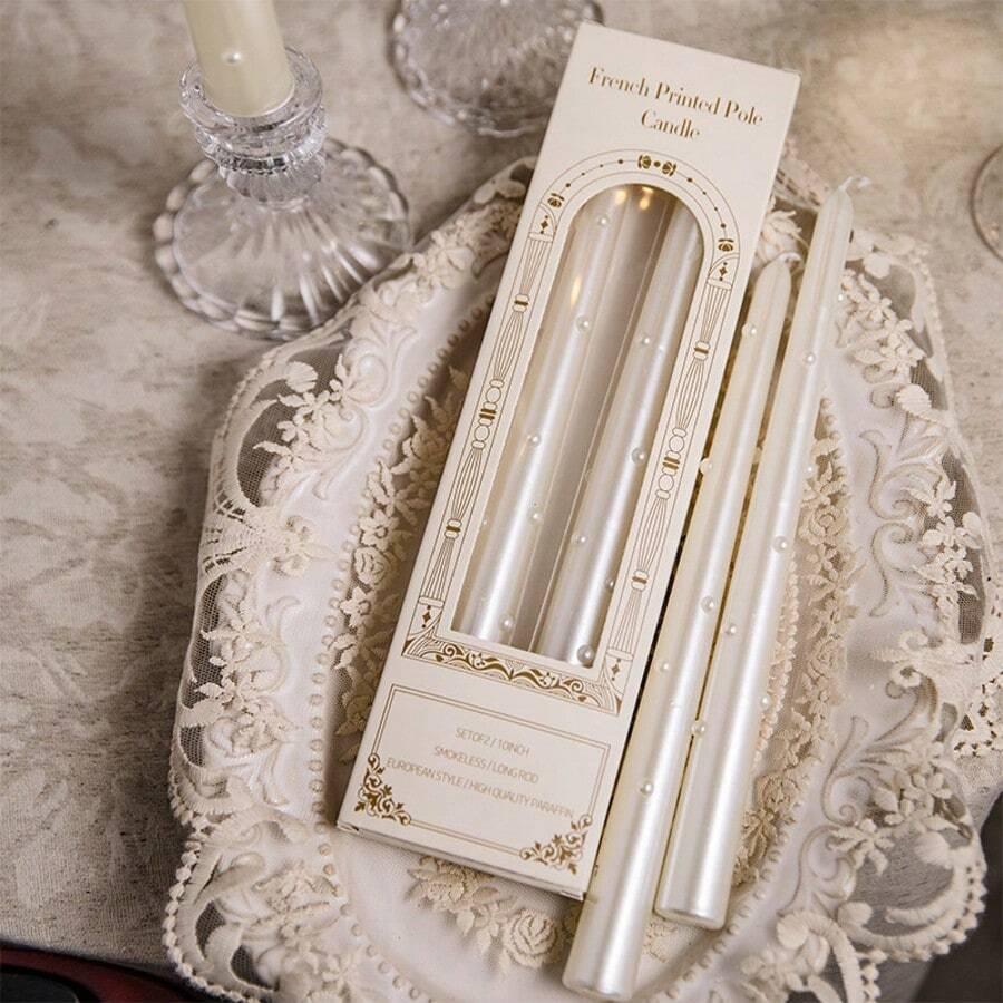 SHEIN BIAŁA OZDOBNA ŚWIECA 2-PACK S07__25CM