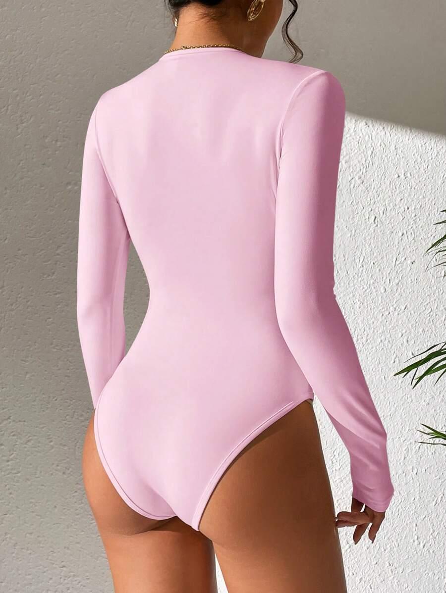 SHEIN RÓŻOWE BODY DŁUGI RĘKAW S06__M