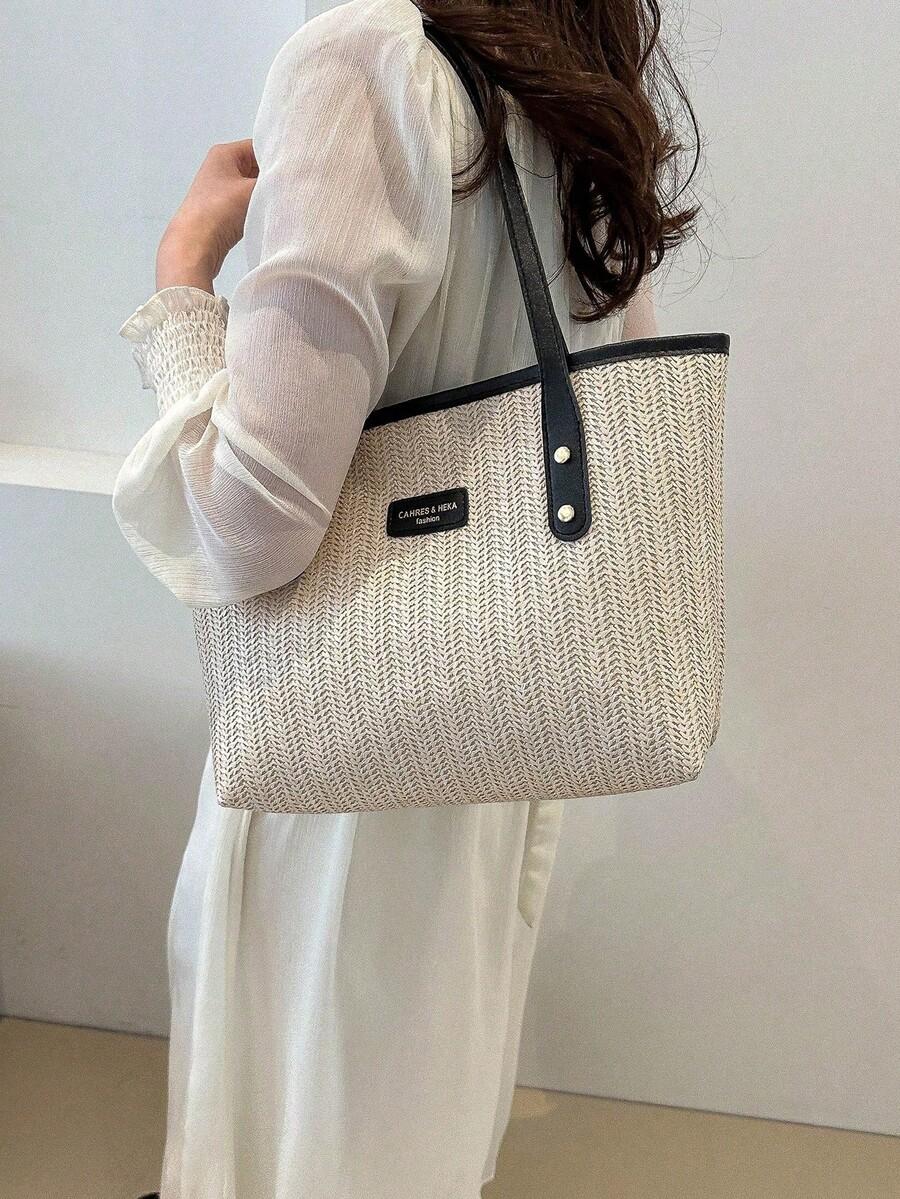 SHEIN KLASYCZNA SŁOMKOWA TOREBKA S07__25X30CM