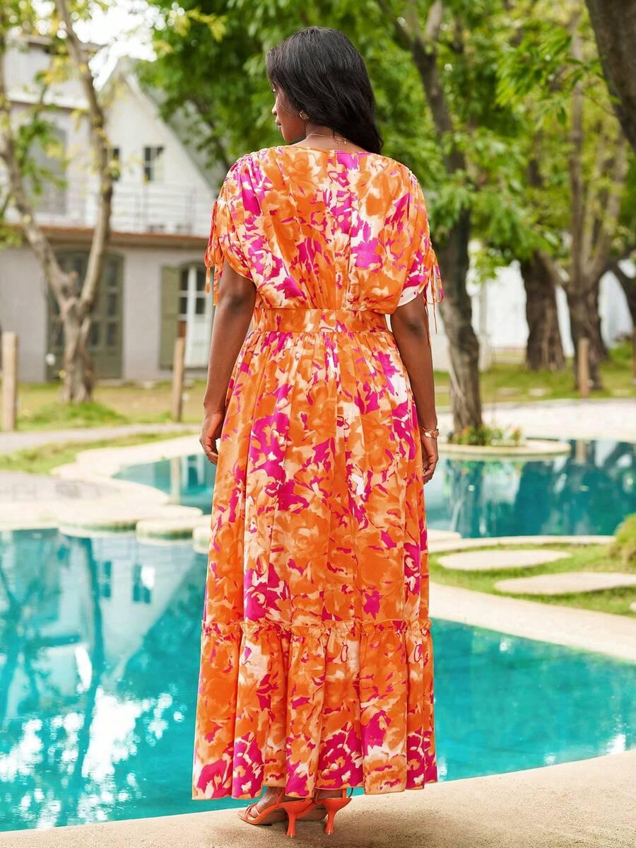 SHEIN MAXI ROZKLOSZOWANA SUKIENKA KONTRAST S06__50