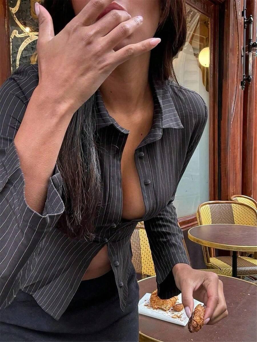 SHEIN CZARNA KOSZULA W PASKI S06__S