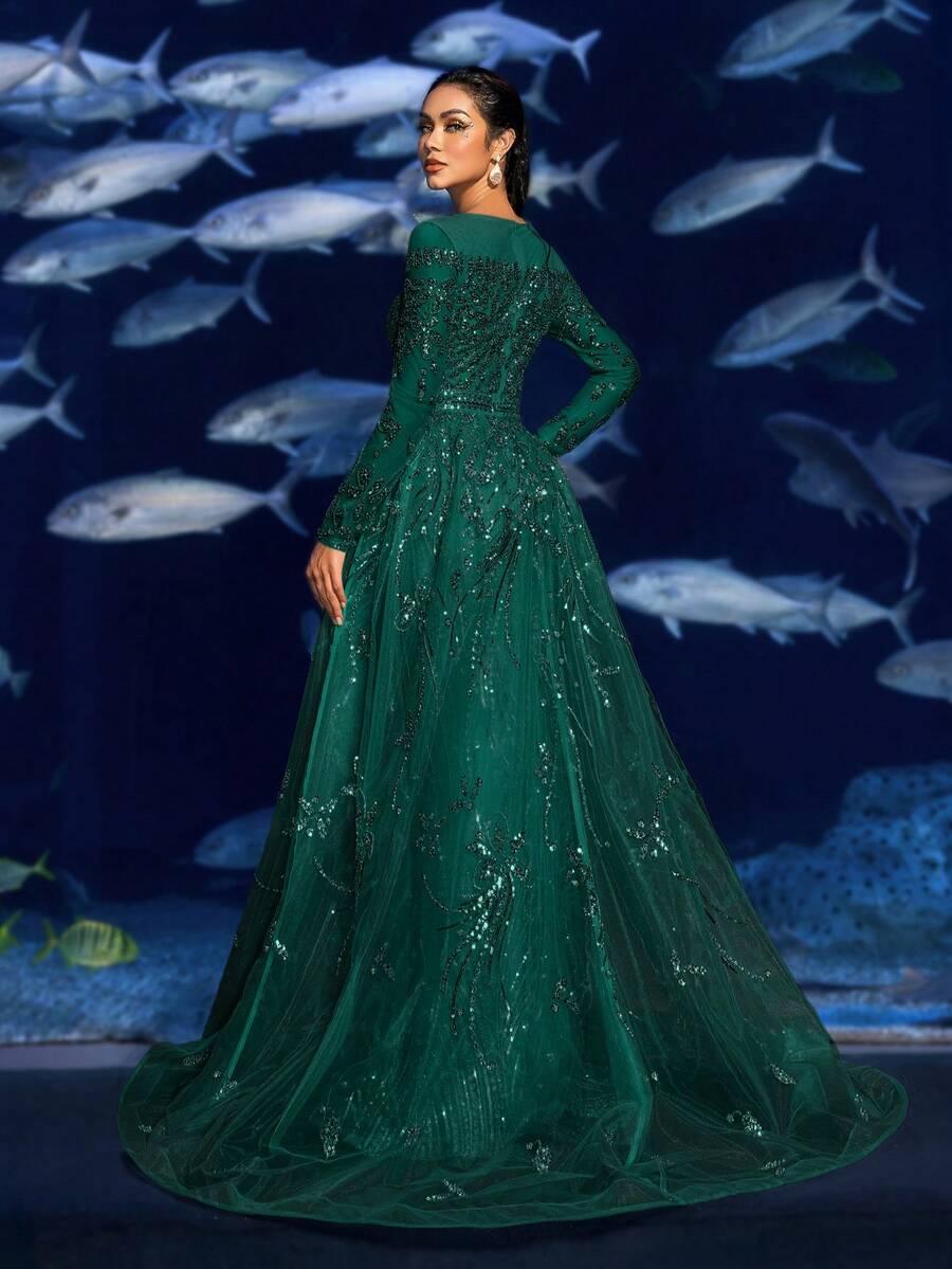 FAERIESTY ZIELONA MAXI SUKIENKA ZDOBIENIE S06__L