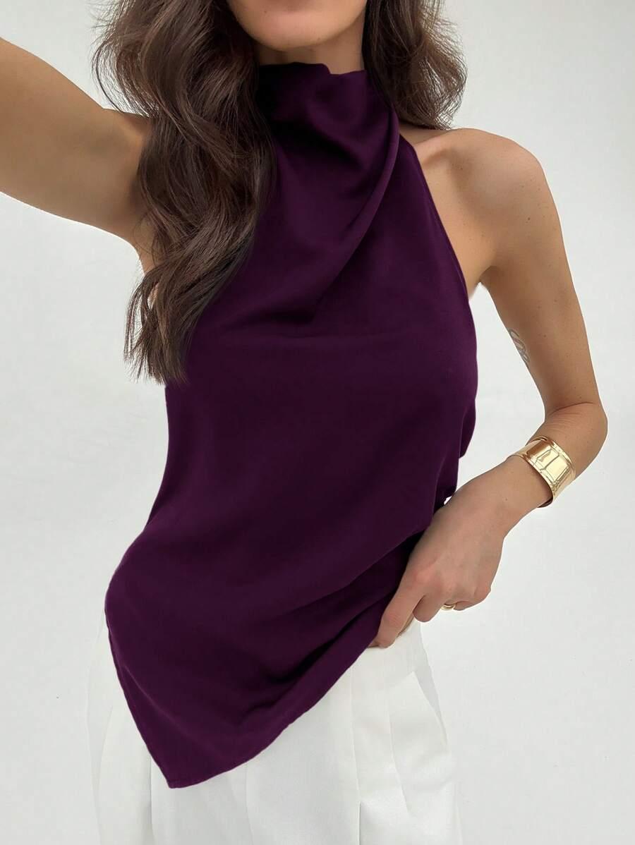 SHEIN FIOLETOWY TOP STÓJKA S09__XS