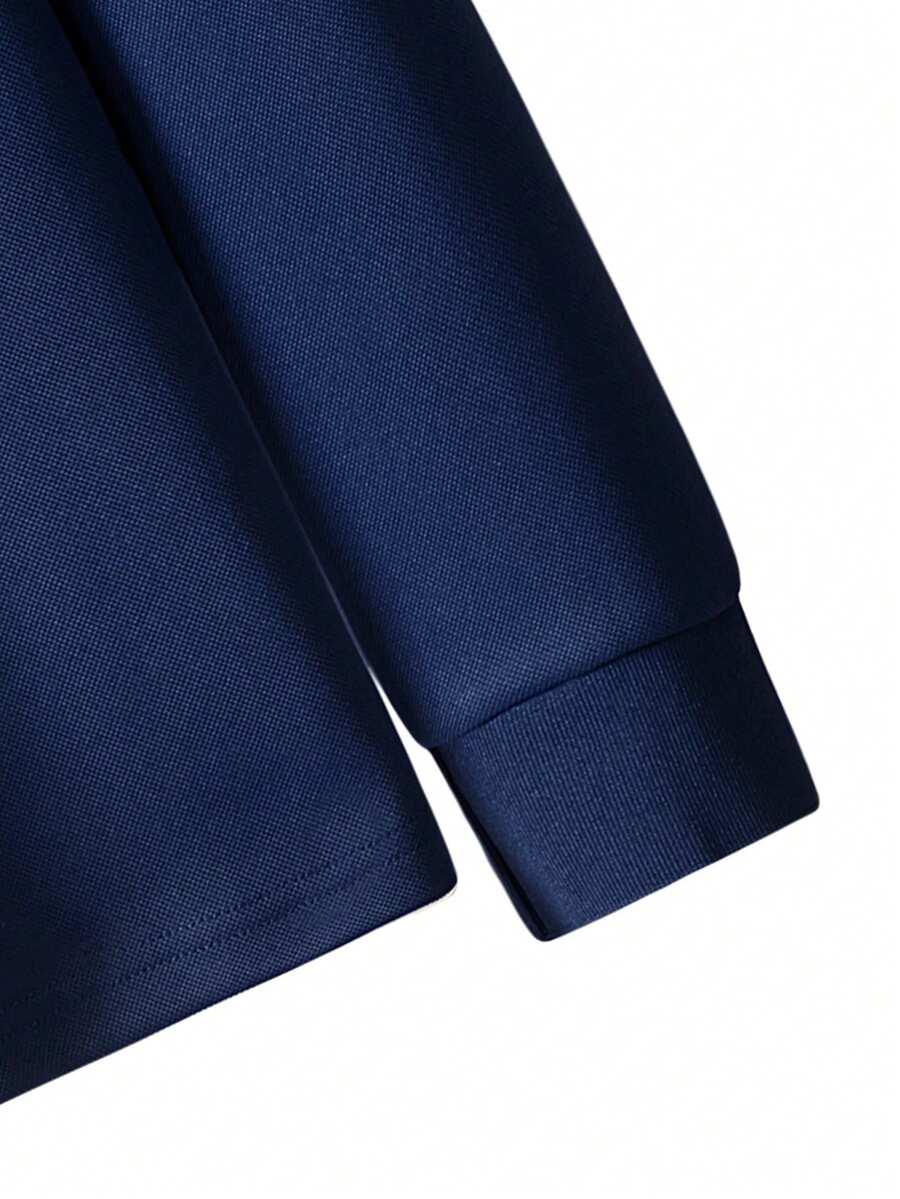 SHEIN NIEBIESKA KOSZULKA POLO DŁUGI RĘKAW S06__XXL